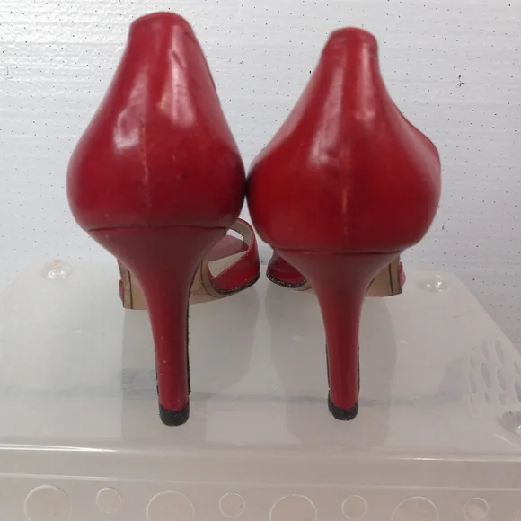 Anne Klein 8 Red Romance Leather High Heel Shoes - Picture 3 of 4